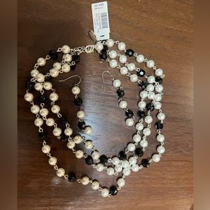 White House Black Market - black and white necklace and earrings set.